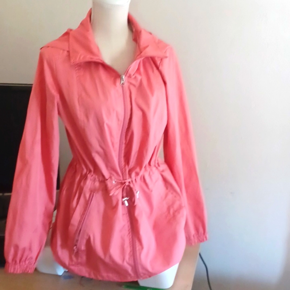Peach rain coat